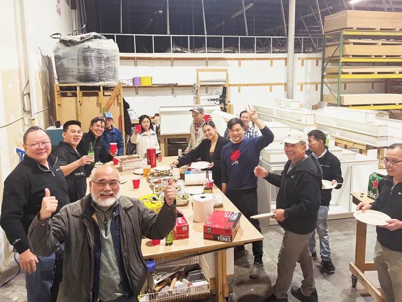 The D3 team celebrating together at the Raleigh workshop