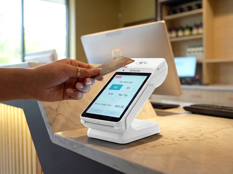 Card Terminals at a nail salon front desk