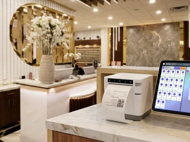 Receipt Printers at a nail salon front desk