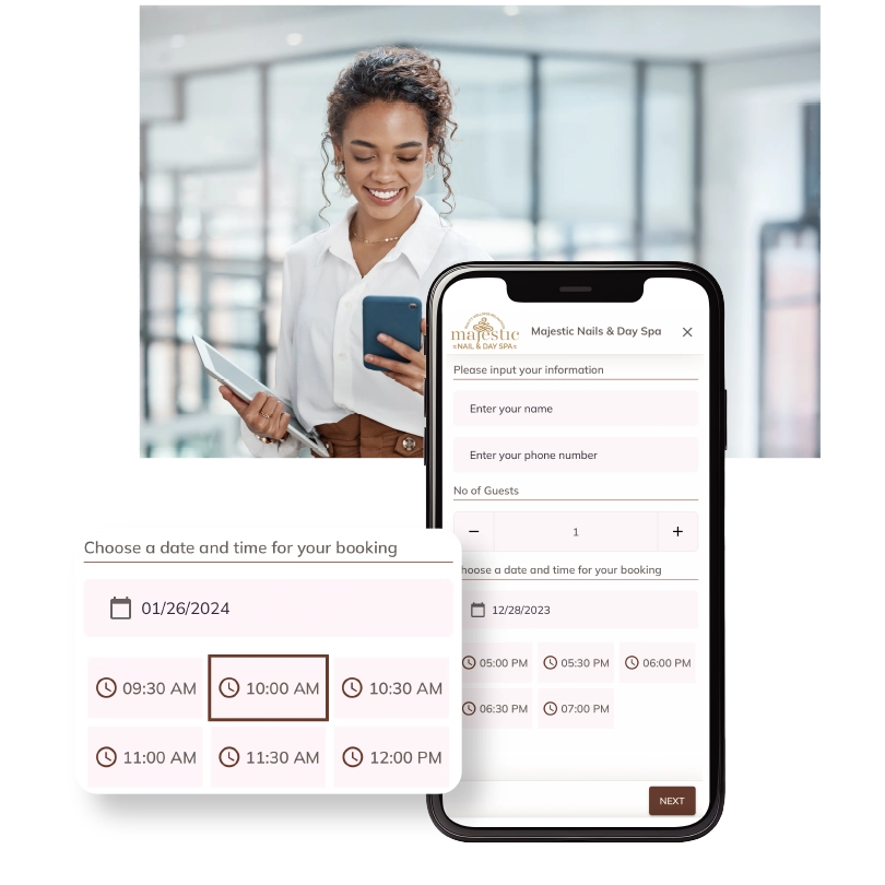 D3 online appointment booking on a phone